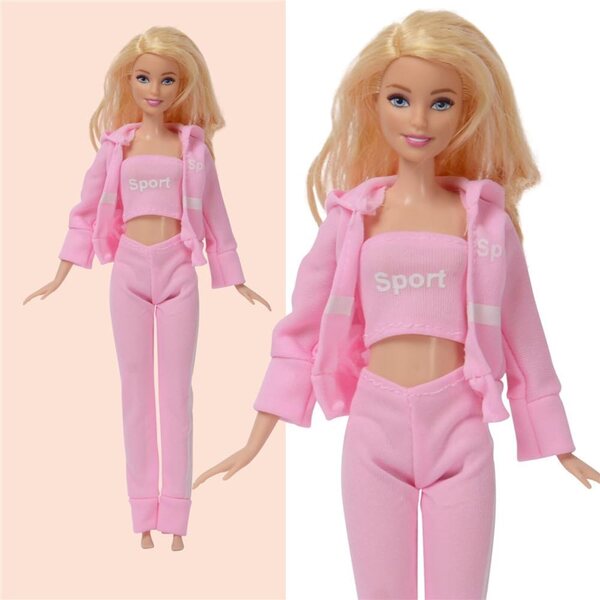 Outfit für eine 30 cm große Odulu-Puppe im Maßstab 1:6: Sportjacke, Oberteil und Freizeithose