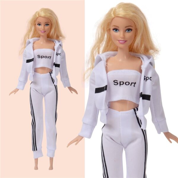 Outfit für eine 30 cm große Odulu-Puppe im Maßstab 1:6: Sportjacke, Oberteil und Freizeithose