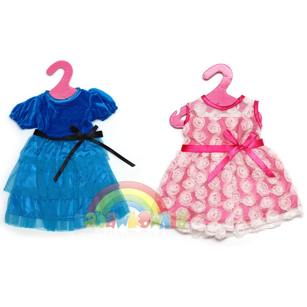 Rosafarbenes Kleid für neugeborene Puppen, Länge 26 cm, aus Dromader-Stoff