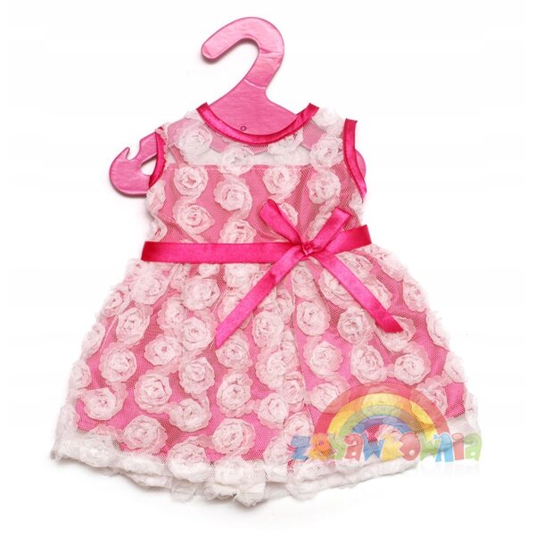 Rosafarbenes Kleid für neugeborene Puppen, Länge 26 cm, aus Dromader-Stoff