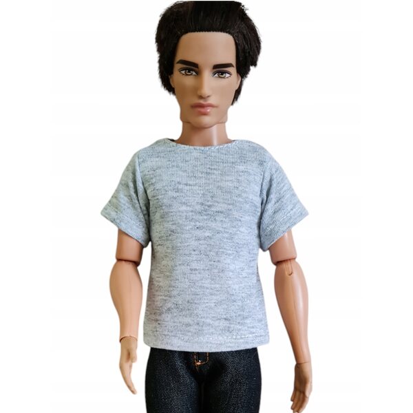 Melangegraues T-Shirt für männliche Puppe, modische Kleidung für Puppen