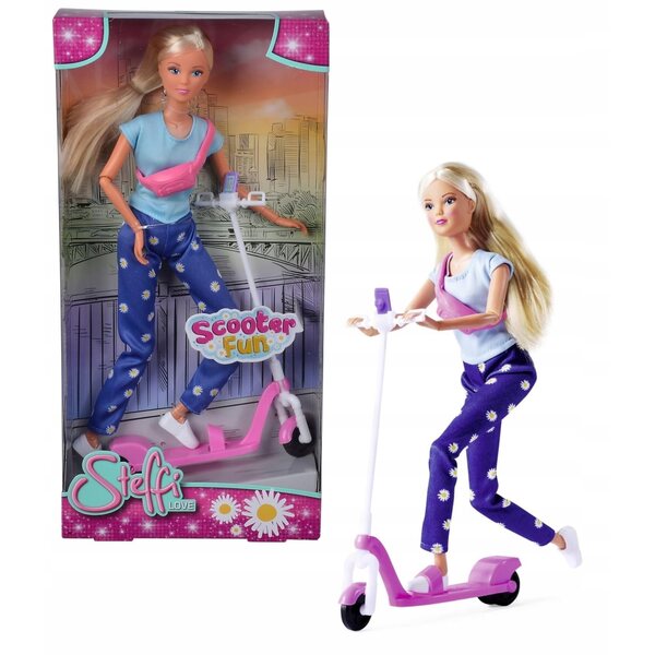 Steffi Love Scooter Fun - Bambola 29 cm con monopattino e accessori fashion
