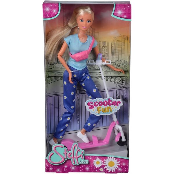 Steffi Love Scooter Fun - Bambola 29 cm con monopattino e accessori fashion