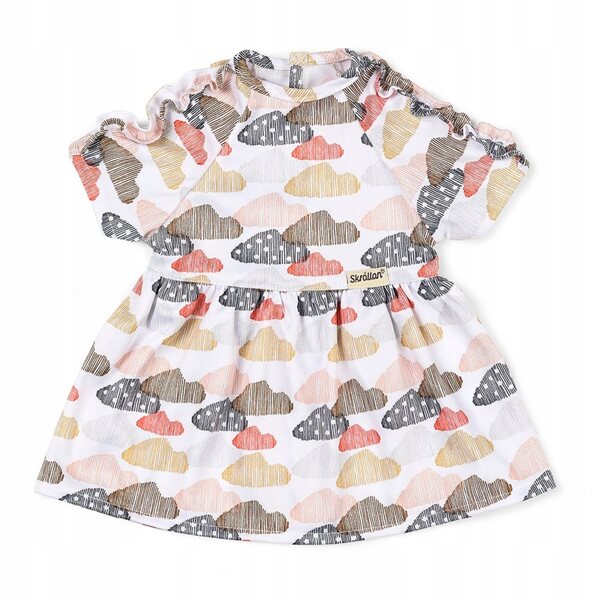 45 cm großes Skrållan-Puppenkleid – weicher Jersey mit Pastellwolken