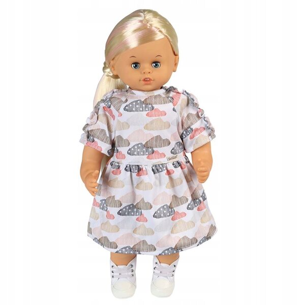 45 cm großes Skrållan-Puppenkleid – weicher Jersey mit Pastellwolken