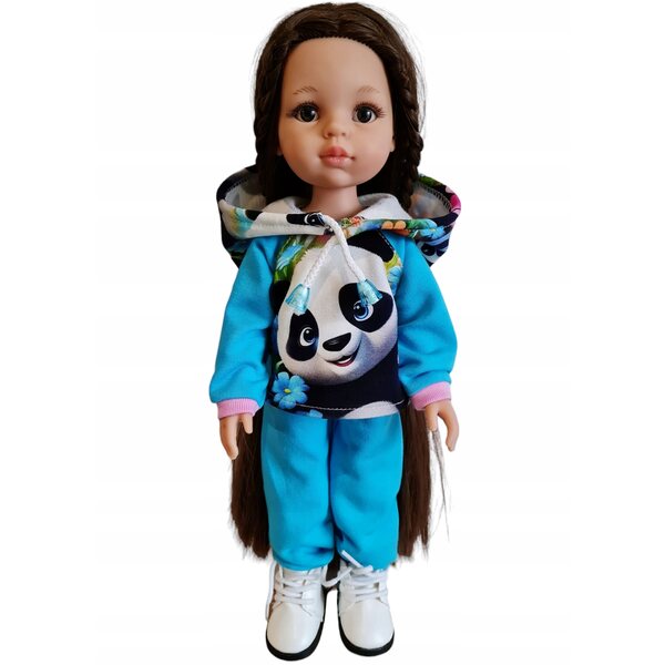 Komplettes Kleiderset für Paola Reina 32 cm Puppe mit blauem Panda-Aufdruck