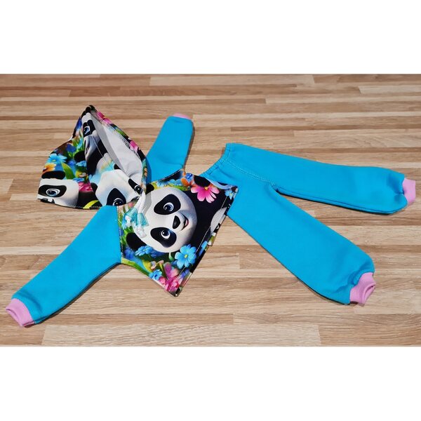 Komplettes Kleiderset für Paola Reina 32 cm Puppe mit blauem Panda-Aufdruck
