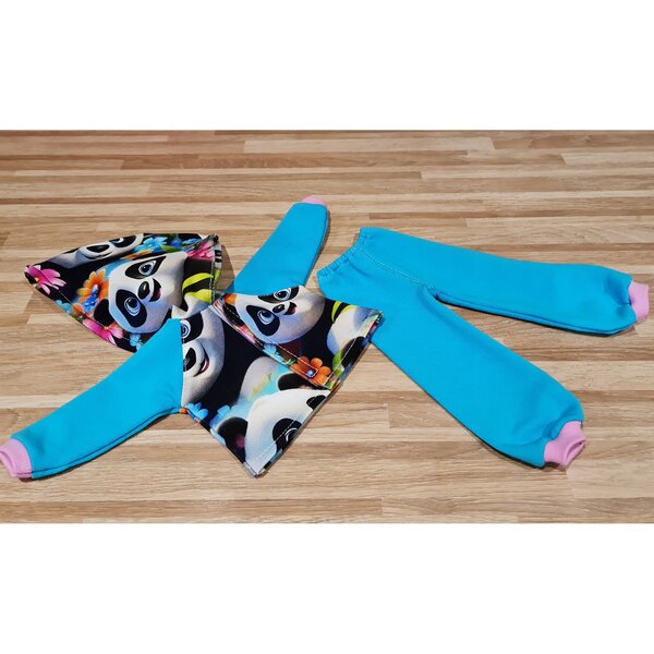 Komplettes Kleiderset für Paola Reina 32 cm Puppe mit blauem Panda-Aufdruck