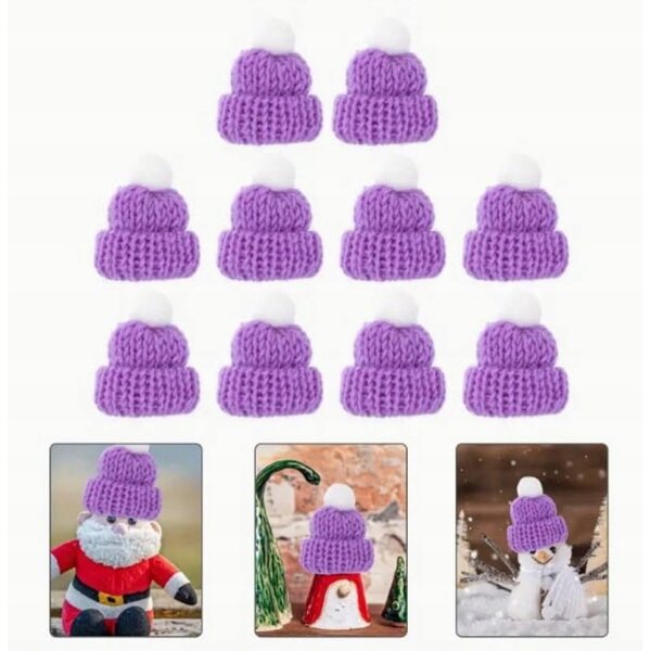 Mini cappelli di Babbo Natale viola set 10 pezzi per decorazioni festive