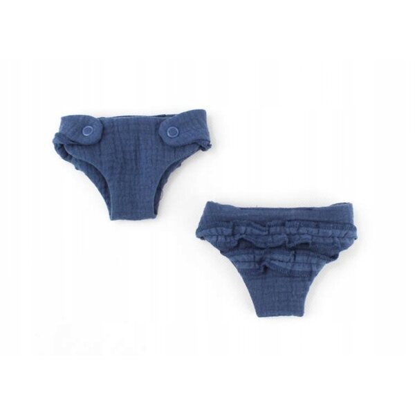 Set di Pannolini in Mussola con Volant Navy Blue per Bambole Miniland 38 cm