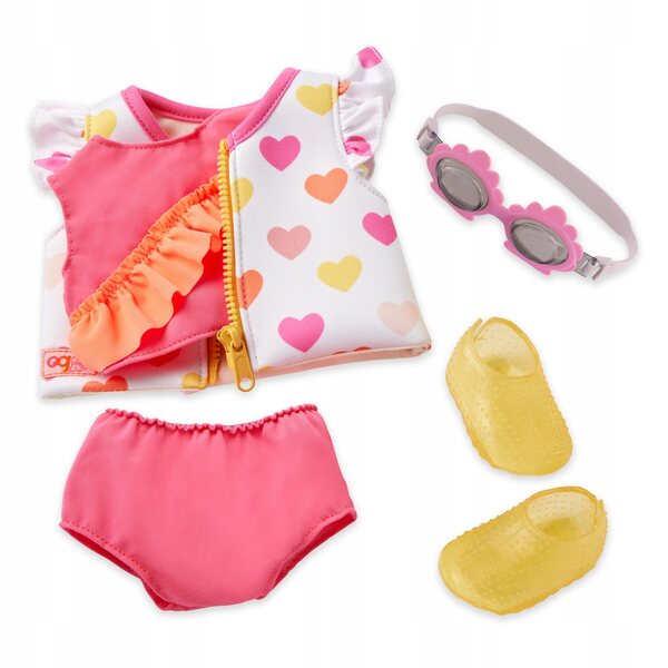 Our Generation: set da spiaggia con costume e giubbotto di salvataggio per bambole 46cm