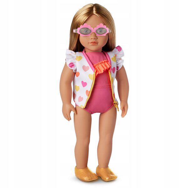 Our Generation: set da spiaggia con costume e giubbotto di salvataggio per bambole 46cm