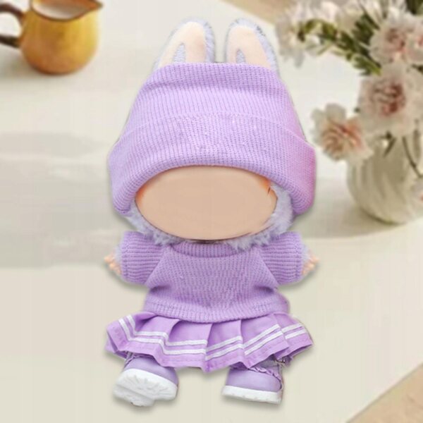 Set 2 vestiti per bambole 15-17 cm con cappello viola, accessori per fotografia