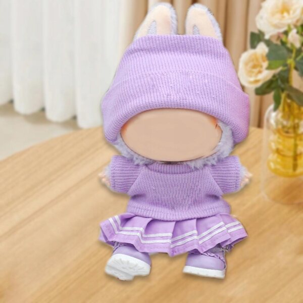 Set 2 vestiti per bambole 15-17 cm con cappello viola, accessori per fotografia
