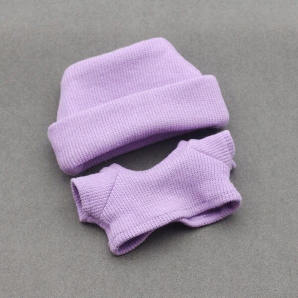 Set 2 vestiti per bambole 15-17 cm con cappello viola, accessori per fotografia