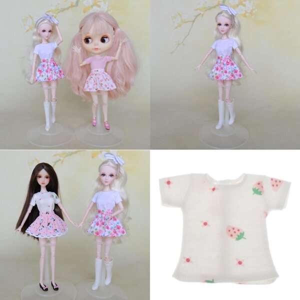 Maglietta Casual per Bambole 1/6 BJD in Tessuto Multicolore per Accessori Moda
