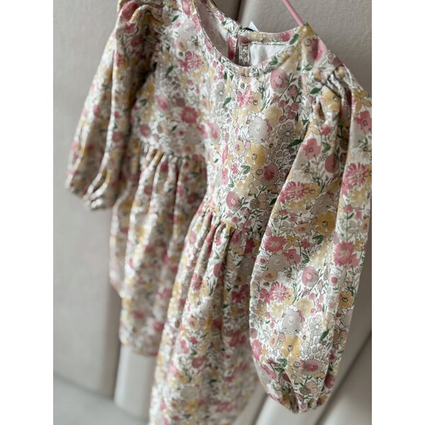Baumwollkleid für ein kleines Mädchen und eine Puppe, passendes Set, 92 cm