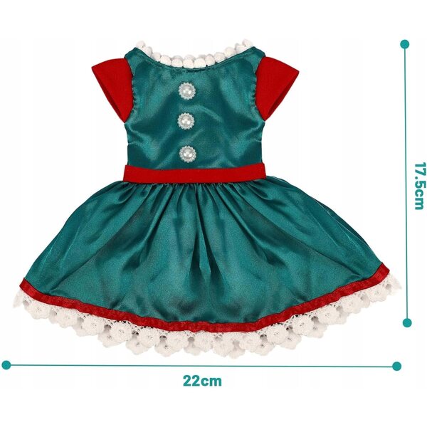 Grünes Satinkleid für 36–43 cm große Puppen, perfekt als Geschenk