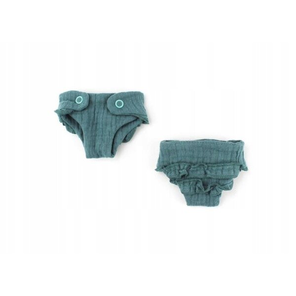 Hellblaue Miniland-Musselinwindel mit Rüschen für 32-cm-Puppen
