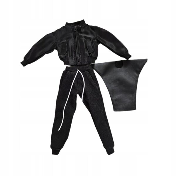 1:12 Bekleidungsset für männliche Figuren 6'' Schwarze Jacke Hose