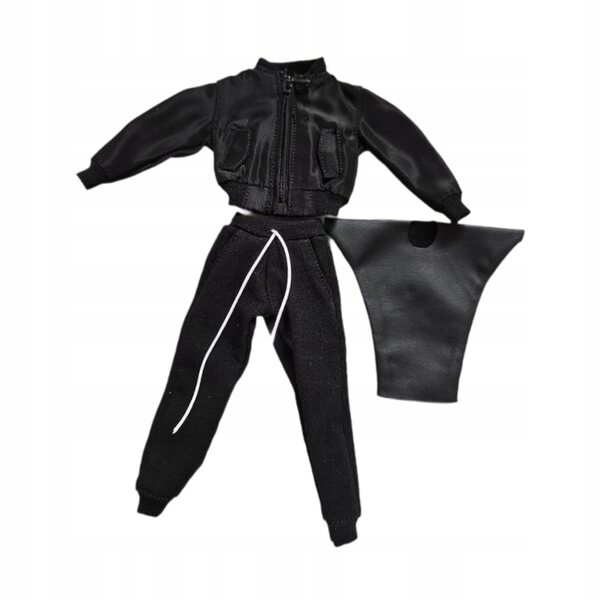1:12 Bekleidungsset für männliche Figuren 6'' Schwarze Jacke Hose