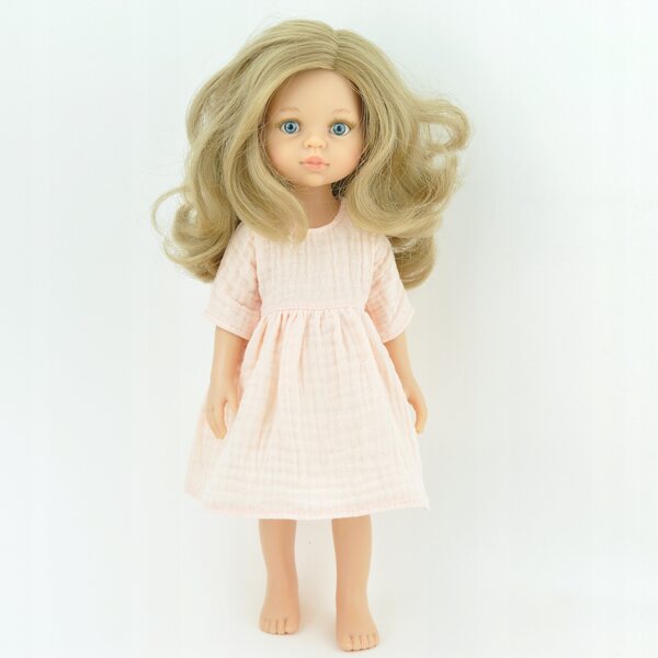 Musselinkleid für Paola Reina Amigas Puppe 32 cm pfirsichfarben