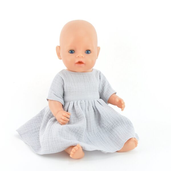 Braunes Musselinkleid für Baby Born 43 cm und Paola Reina 42 cm Puppen