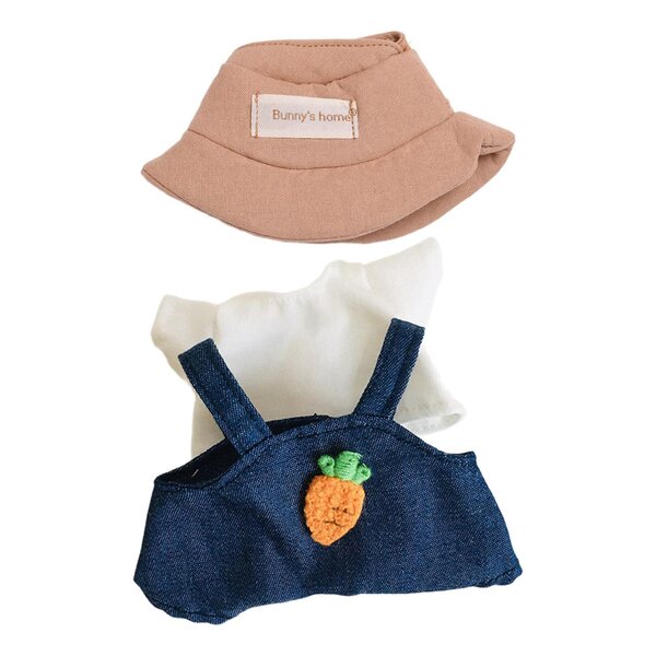 Stoffen kleding voor poppen van 17 cm met zachte broek, t-shirt en hoed