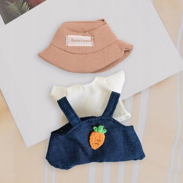 Stoffen kleding voor poppen van 17 cm met zachte broek, t-shirt en hoed