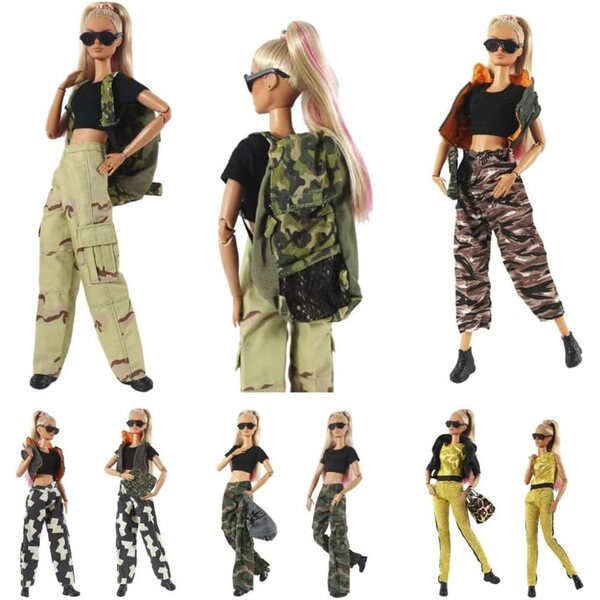 Camouflage-Outfit für 30 cm große amerikanische Puppe – 1/6 BJD Odulu Freizeitkleidungsset