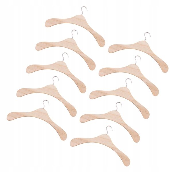 10 Kleiderhaken aus Holz für 15 cm große BJD-Puppen mit Metallhaken