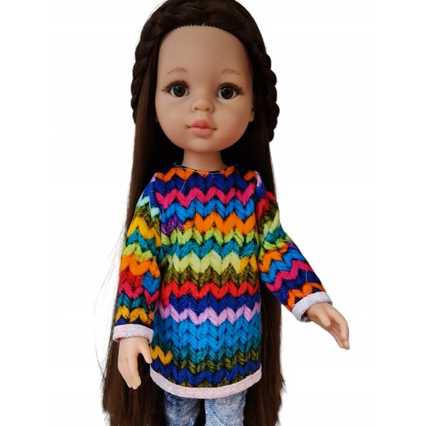 Tunikakleid für Paola Reina Puppen 32 cm, farbiges Strickkleid
