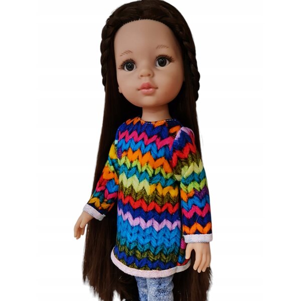 Tunikakleid für Paola Reina Puppen 32 cm, farbiges Strickkleid