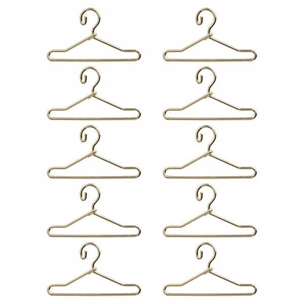 Set 10 Miniature Appendini in Metallo per Abiti di Bambole 5 cm
