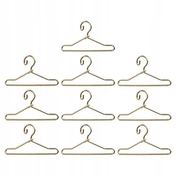 Set 10 Miniature Appendini in Metallo per Abiti di Bambole 5 cm
