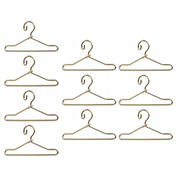 Set 10 Miniature Appendini in Metallo per Abiti di Bambole 5 cm