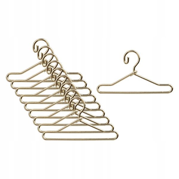 Set 10 Miniature Appendini in Metallo per Abiti di Bambole 5 cm