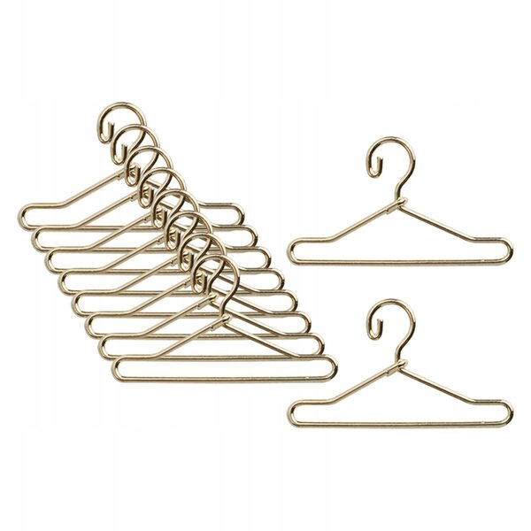 Set 10 Miniature Appendini in Metallo per Abiti di Bambole 5 cm