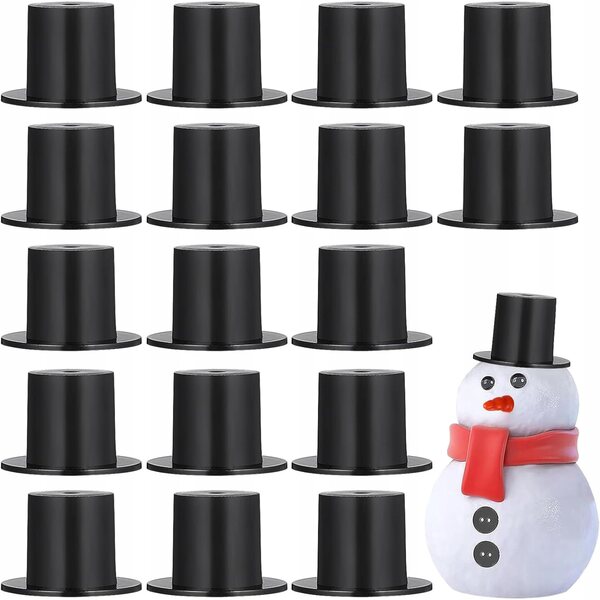 Mini cappelli neri in plastica per pupazzi di neve e bricolage, 50 pezzi