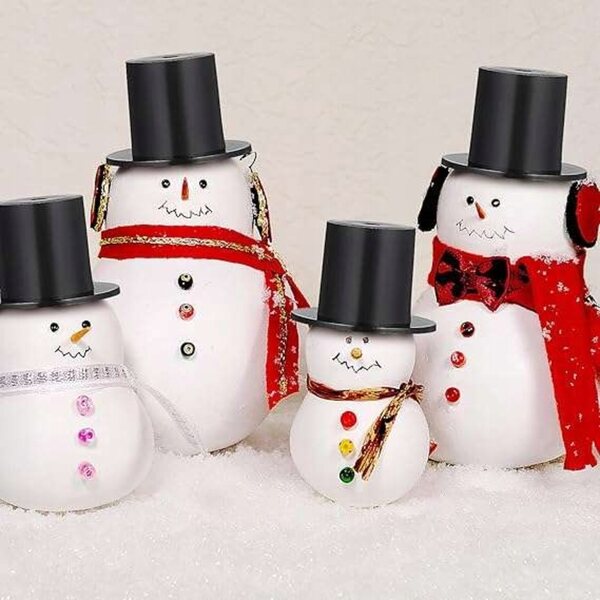 Mini cappelli neri in plastica per pupazzi di neve e bricolage, 50 pezzi