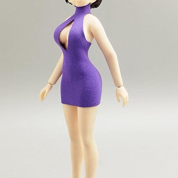 Mini abito aderente viola per action figure 1:12 femminili 6 pollici in tessuto