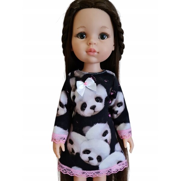 Paola Reina Puppenkleid 32 cm – Kleider mit Panda-Motiv, Spitze und Schleife