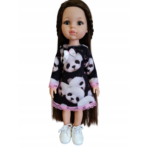 Paola Reina Puppenkleid 32 cm – Kleider mit Panda-Motiv, Spitze und Schleife