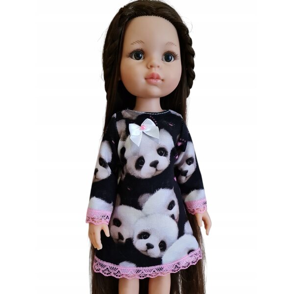 Paola Reina Puppenkleid 32 cm – Kleider mit Panda-Motiv, Spitze und Schleife