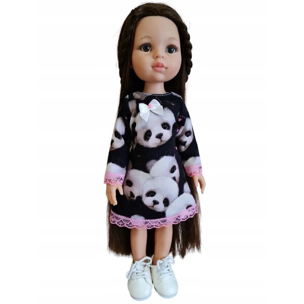 Paola Reina Puppenkleid 32 cm – Kleider mit Panda-Motiv, Spitze und Schleife