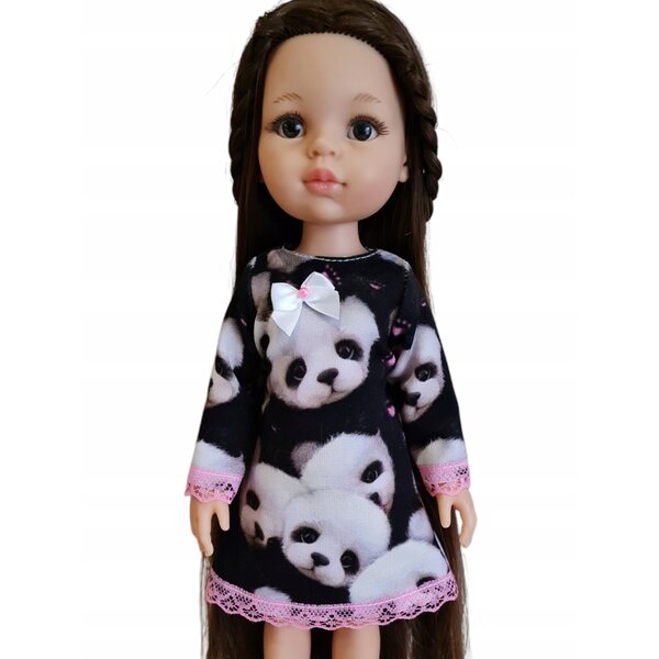 Paola Reina Puppenkleid 32 cm – Kleider mit Panda-Motiv, Spitze und Schleife