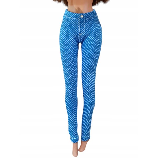 Klassische Modepuppenhose aus blauem Jeansstoff mit silberner Perle