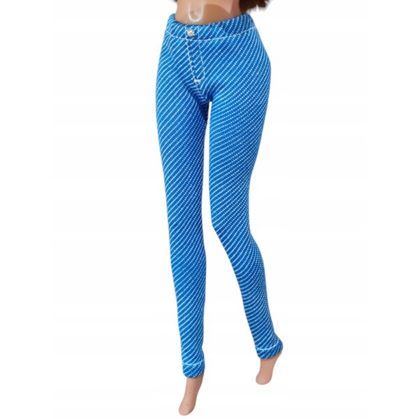 Klassische Modepuppenhose aus blauem Jeansstoff mit silberner Perle