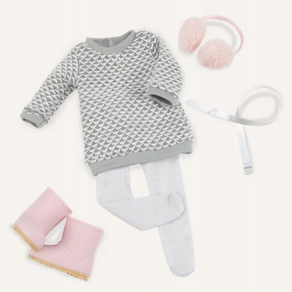 Set abbigliamento invernale per bambole Our Generation 46 cm con vestito e paraorecchie