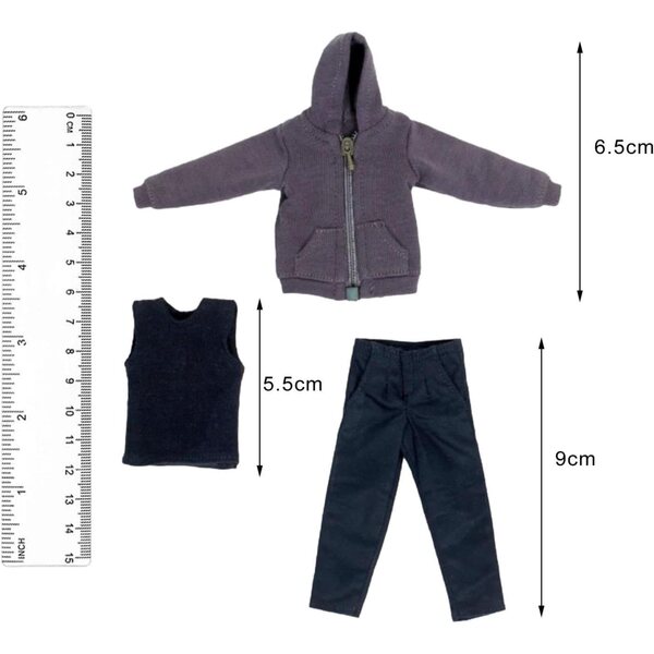 Abbigliamento Bambole Uomo 1/12 Felpa, Gilet e Pantaloni per Figure 6" RNXRZANK